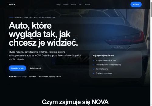 opinie NOVA Detailing. Myjnia ręczna, korekta lakieru, pranie